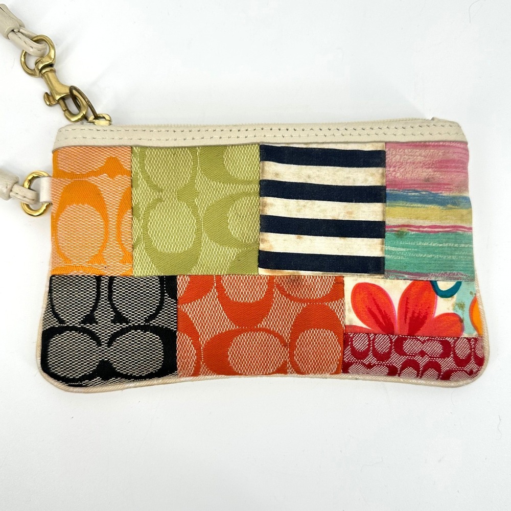 Coach Patchwork Wristlet Pouch Mini Bag Cream Lea… - image 10